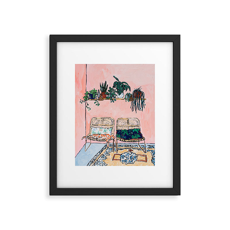 Two Chairs and a Napping Ginger Cat Framed Art Print Gallery Image 5