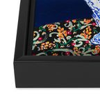 Winter Floral Peony Bouquet in Delft Vase on Dark Navy Blue Painting Framed Canvas Print Gallery Image 3
