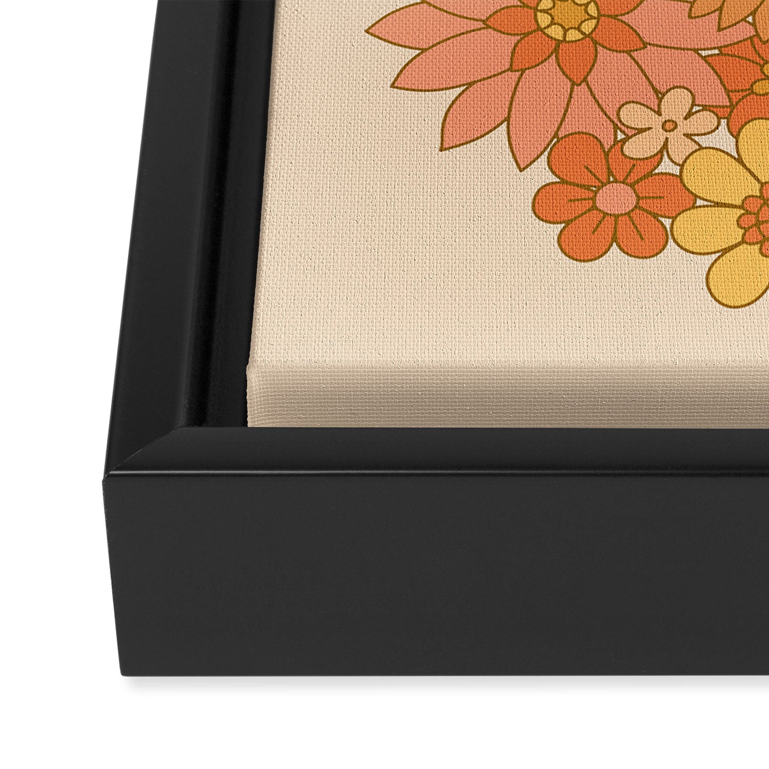 70s Retro Daisy Floral Framed Canvas Print Gallery Image 3