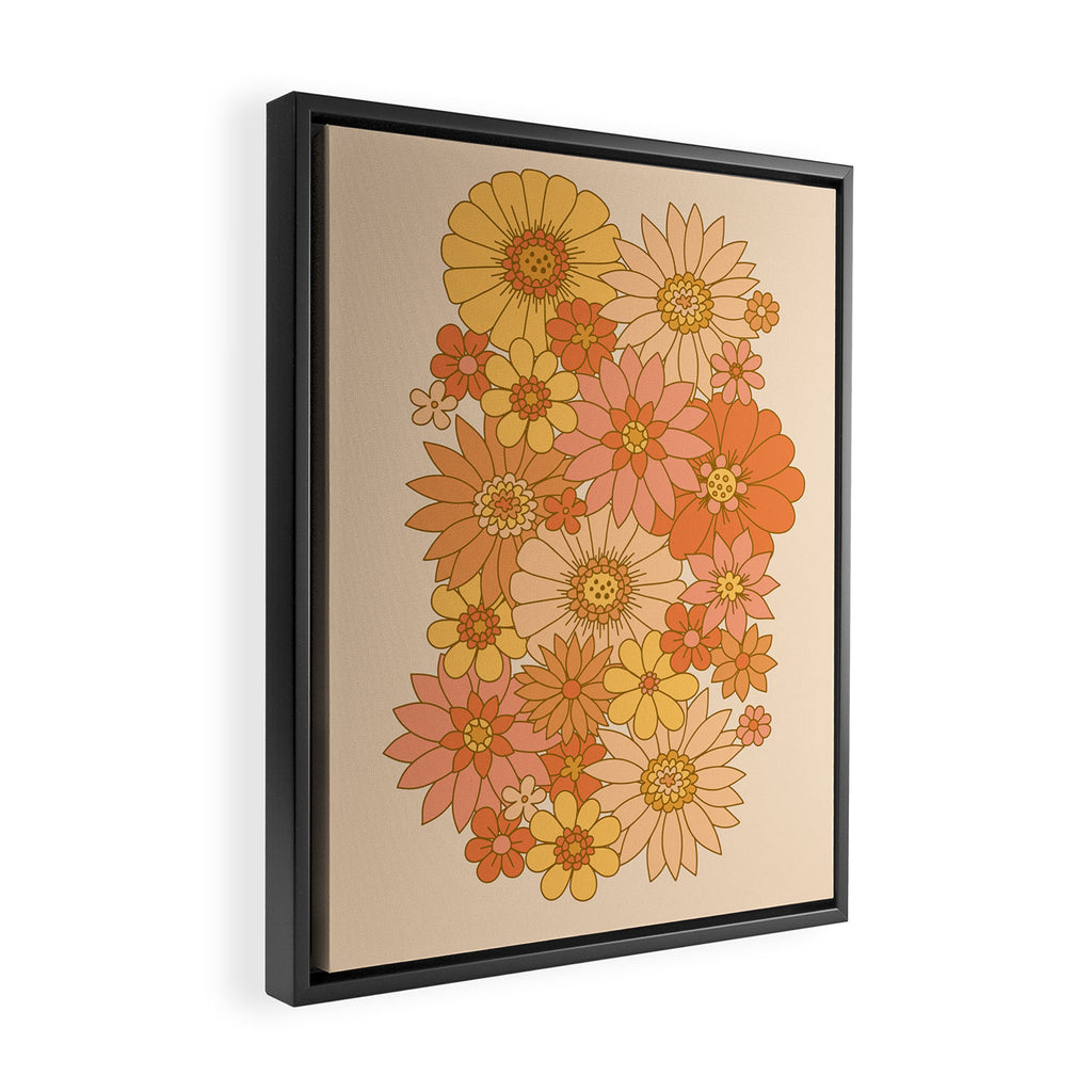 70s Retro Daisy Floral Framed Canvas Print Gallery Image 2