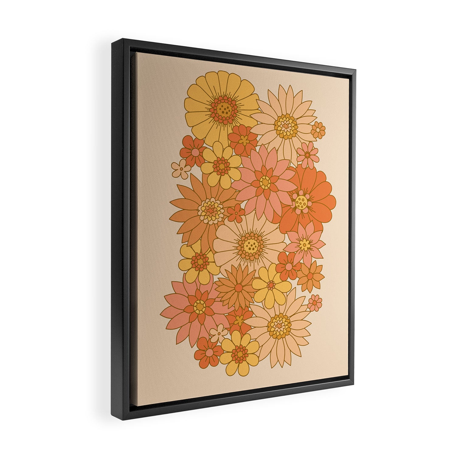 70s Retro Daisy Floral Framed Canvas Print Gallery Image 2