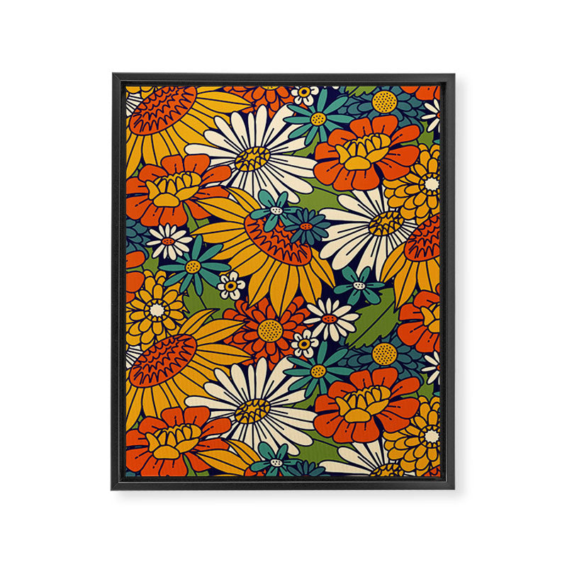 70s Retro Floral - Bold Framed Canvas Print Gallery Image 6