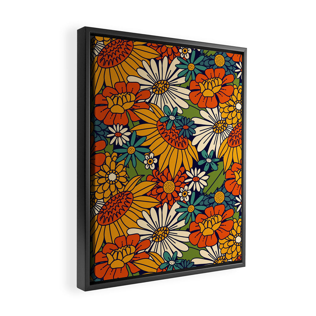 70s Retro Floral - Bold Framed Canvas Print Gallery Image 2