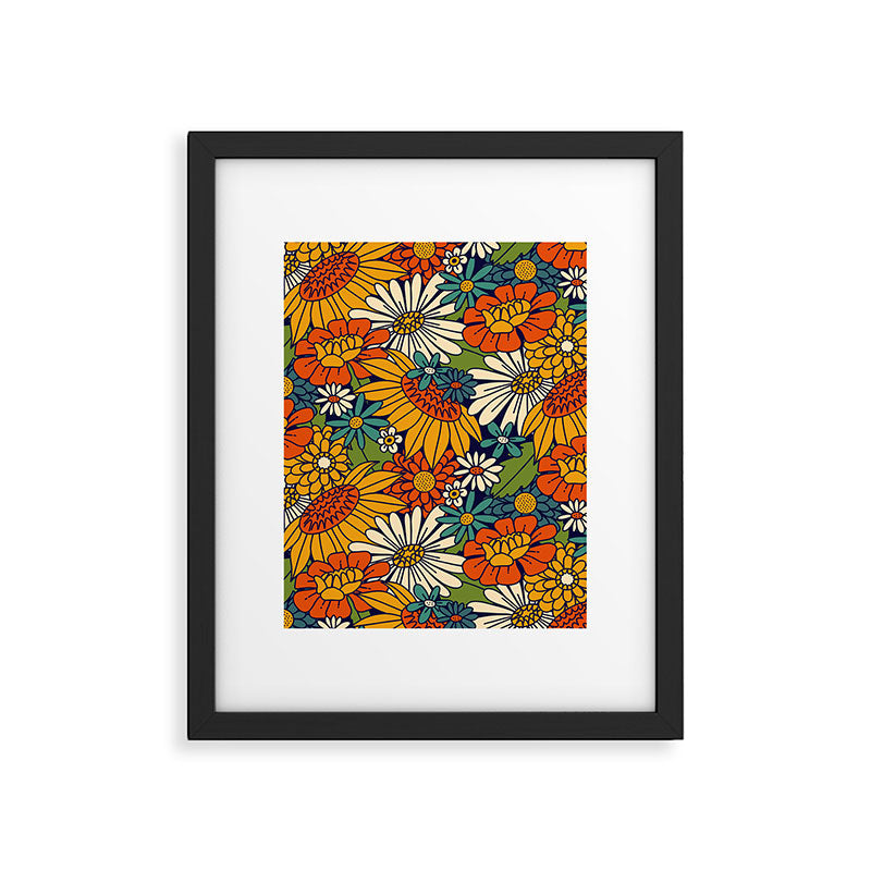70s Retro Floral - Bold Framed Art Print Gallery Image 5