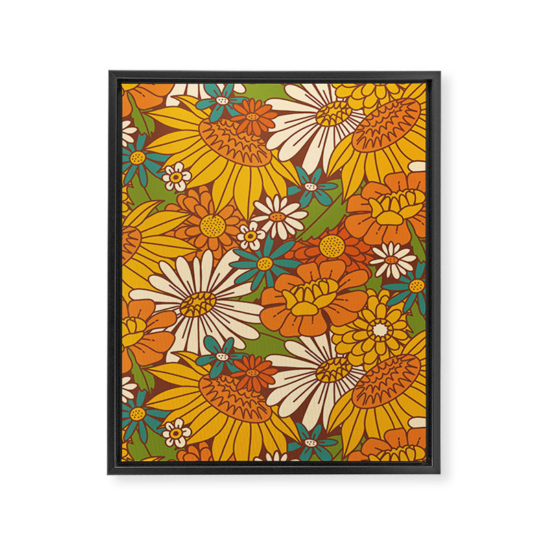 70s Retro Floral Framed Canvas Print Gallery Image 6