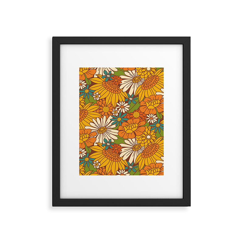 70s Retro Floral Framed Art Print Gallery Image 5