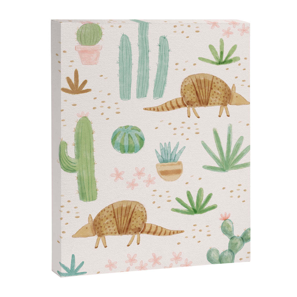 Armadillos in the Desert - Watercolor Canvas Print Gallery Image 6