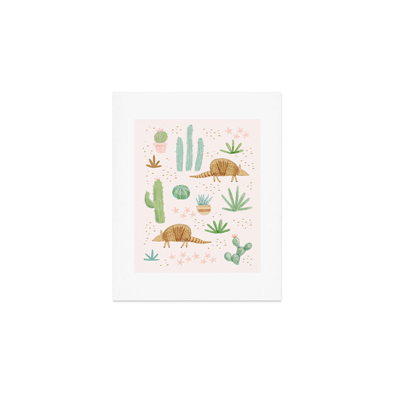 Armadillos in the Desert - Watercolor Art Print Gallery Image 1