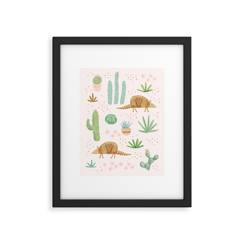 Armadillos in the Desert - Watercolor Framed Art Print Gallery Image 5