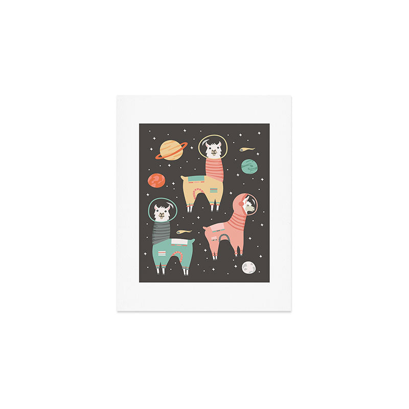 Astronaut Llamas in Space Art Print Gallery Image 1