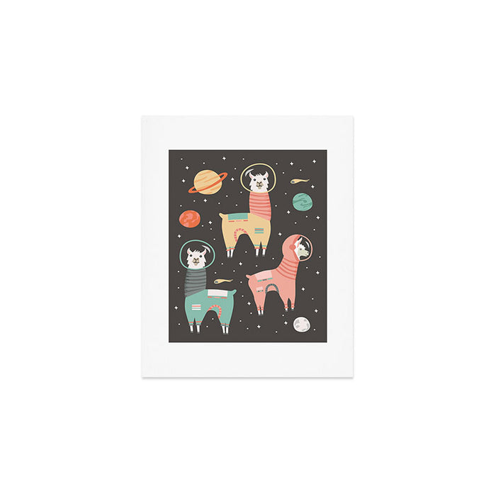 Astronaut Llamas in Space Art Print Gallery Image 1