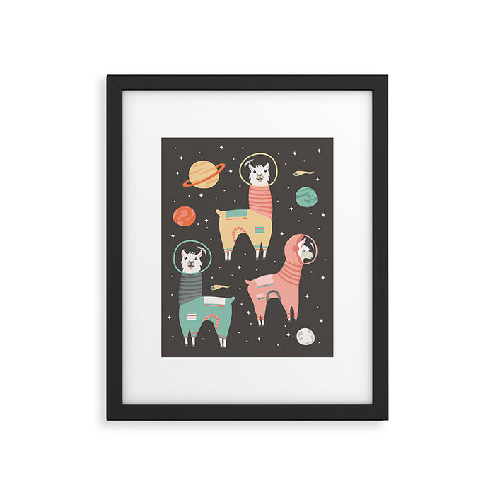 Astronaut Llamas in Space Framed Art Print Gallery Image 1