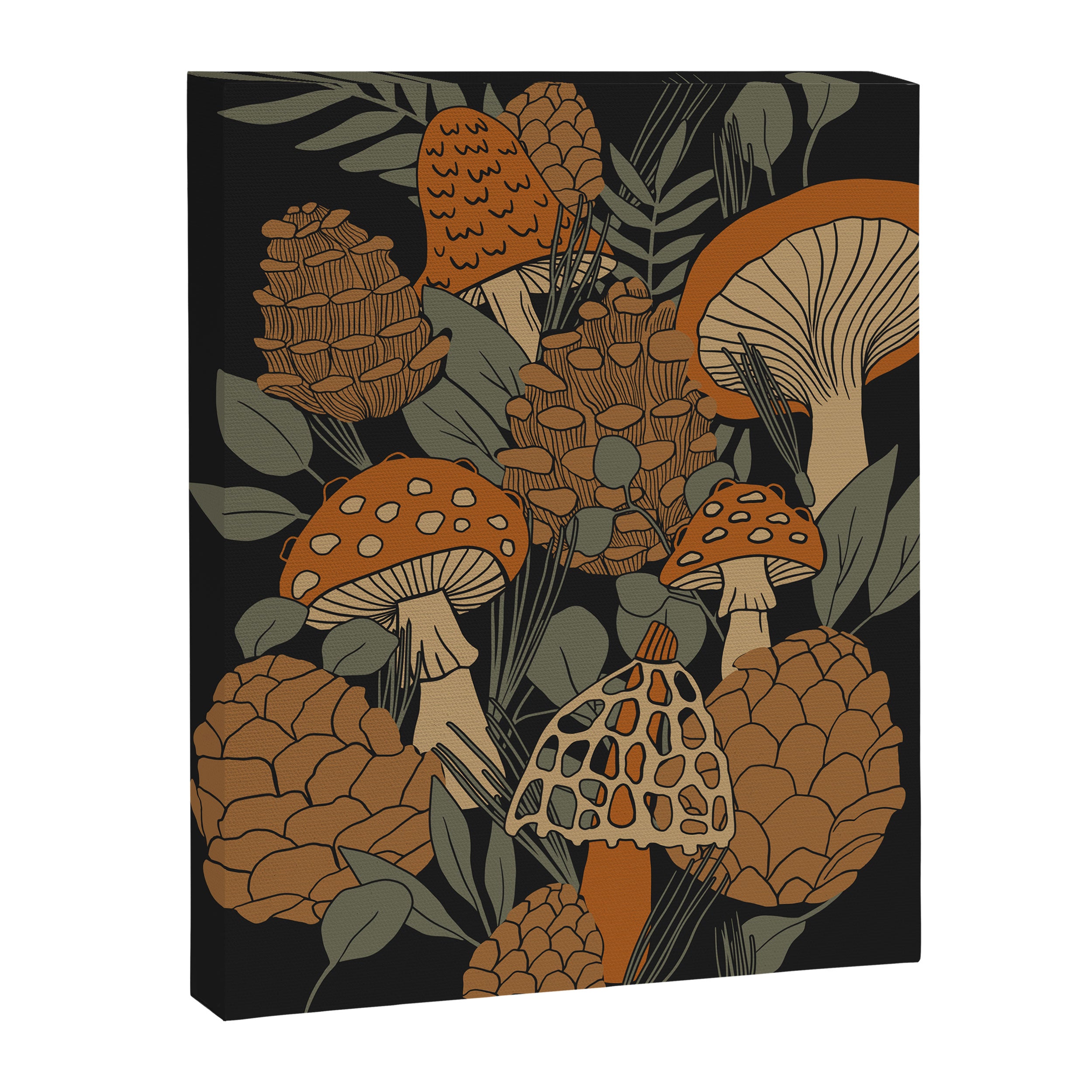 Autumn Mushrooms and Pinecones Canvas Print Gallery Image 6
