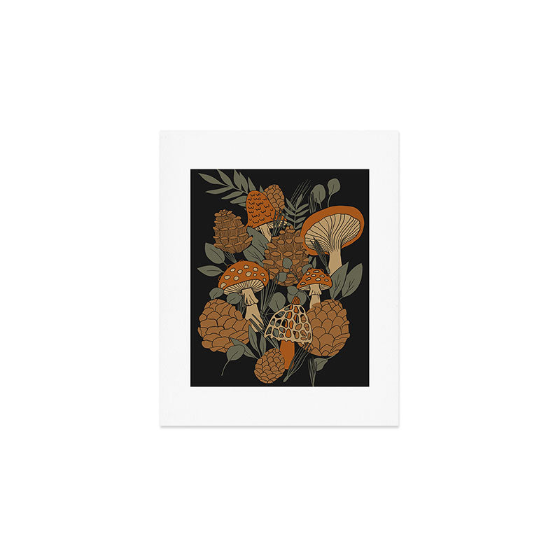 Autumn Mushrooms and Pinecones Art Print Gallery Image 1