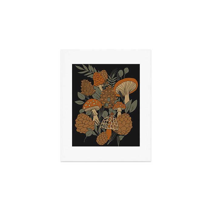 Autumn Mushrooms and Pinecones Art Print Gallery Image 1