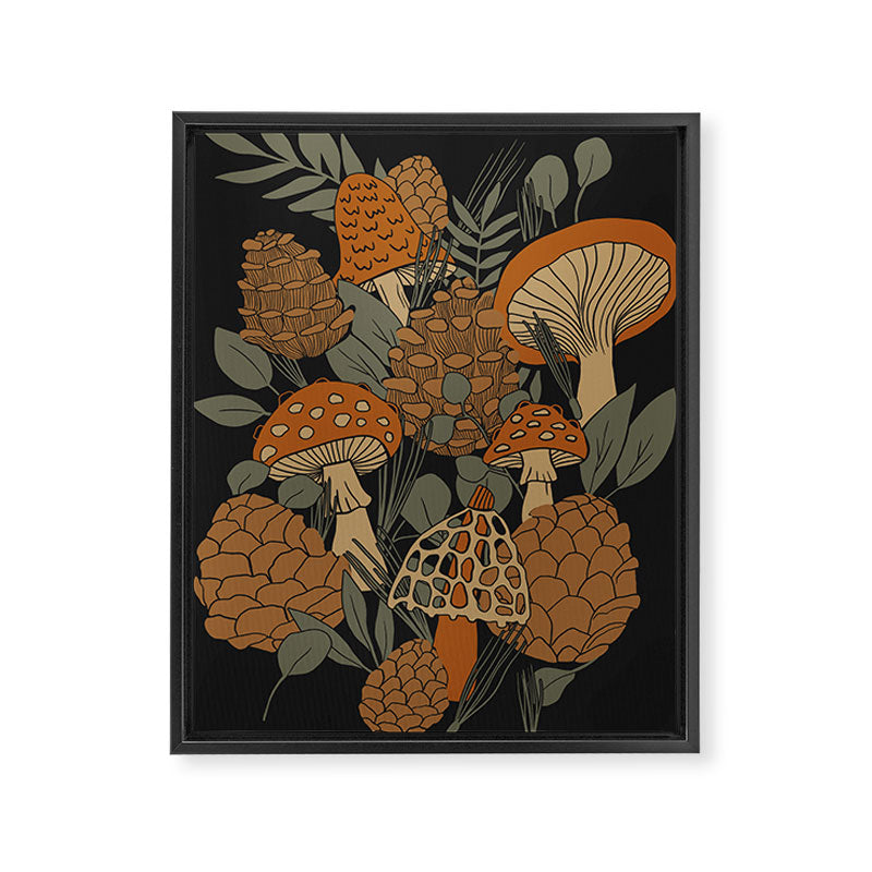 Autumn Mushrooms and Pinecones Framed Canvas Print Gallery Image 6