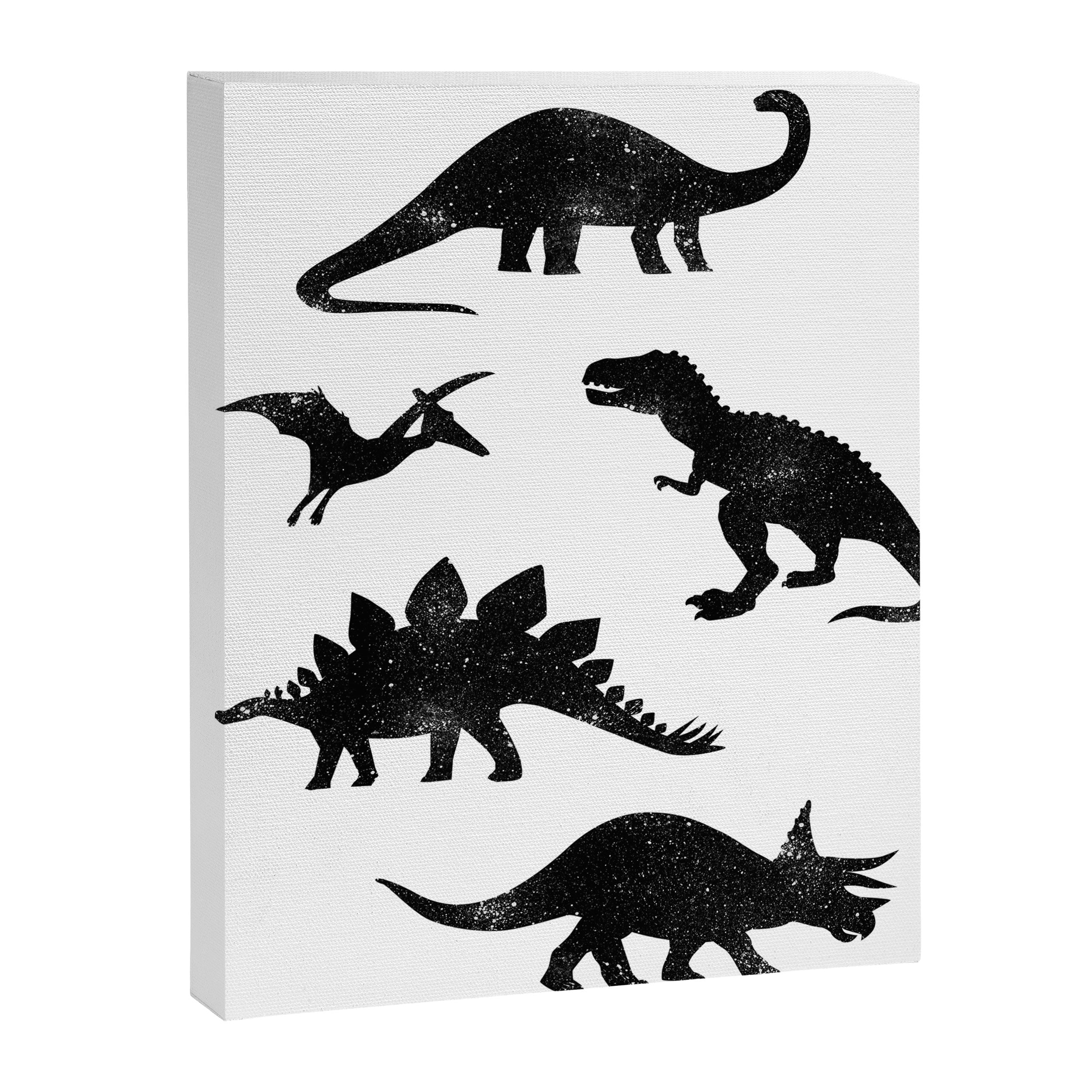 Black + White Dinosaurs Canvas Print Gallery Image 6