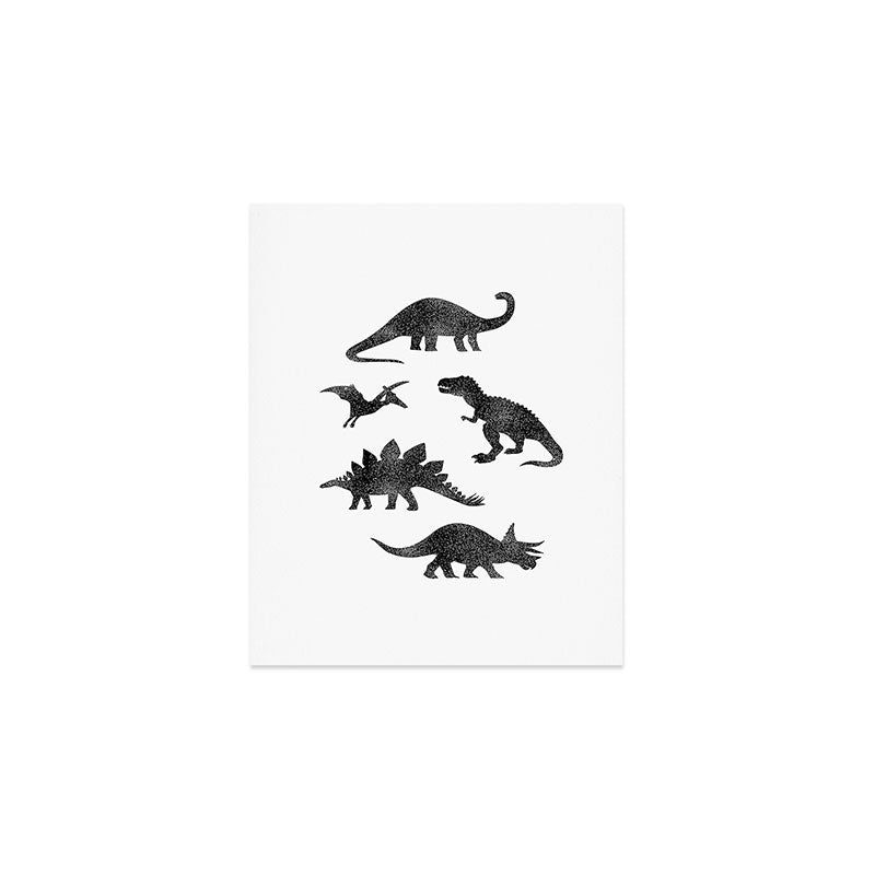 Black + White Dinosaurs Art Print Gallery Image 1