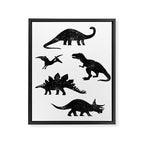 Black + White Dinosaurs Framed Canvas Print Gallery Image 6