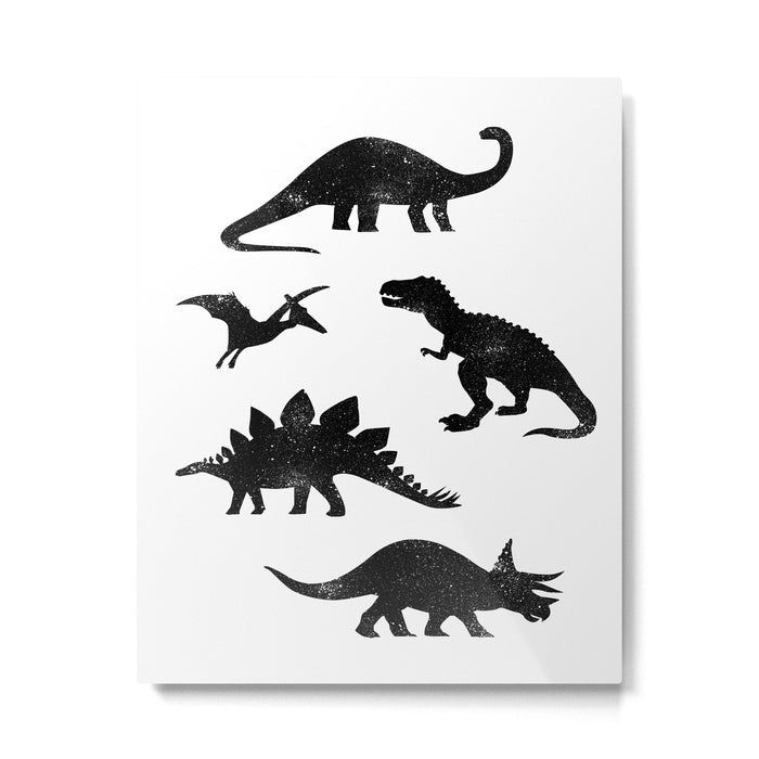 Black + White Dinosaurs Metal Print Gallery Image 1