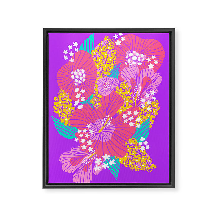 Bold Hibiscus Floral Hot Pink Summer Framed Canvas Print Gallery Image 1