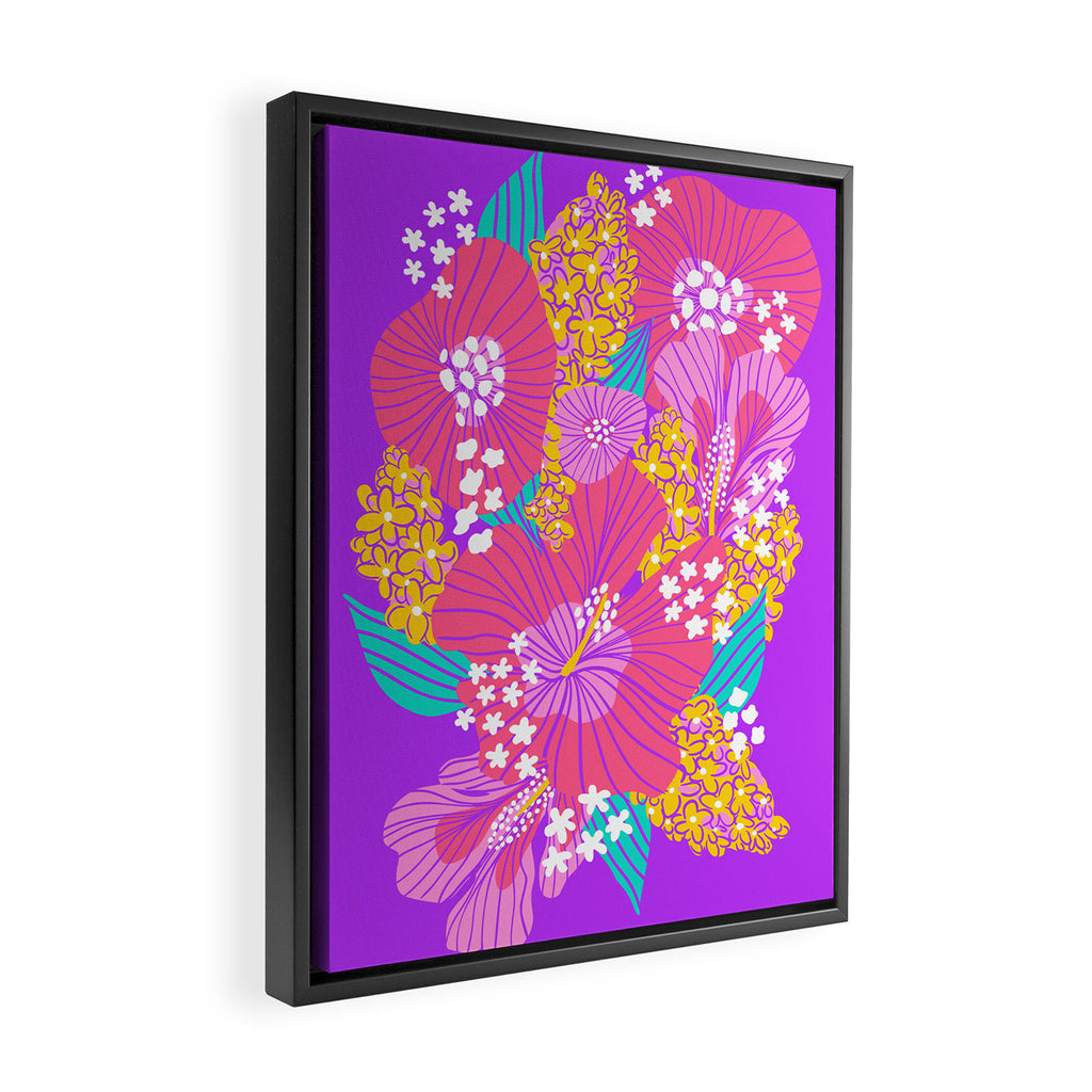 Bold Hibiscus Floral Hot Pink Summer Framed Canvas Print Gallery Image 2