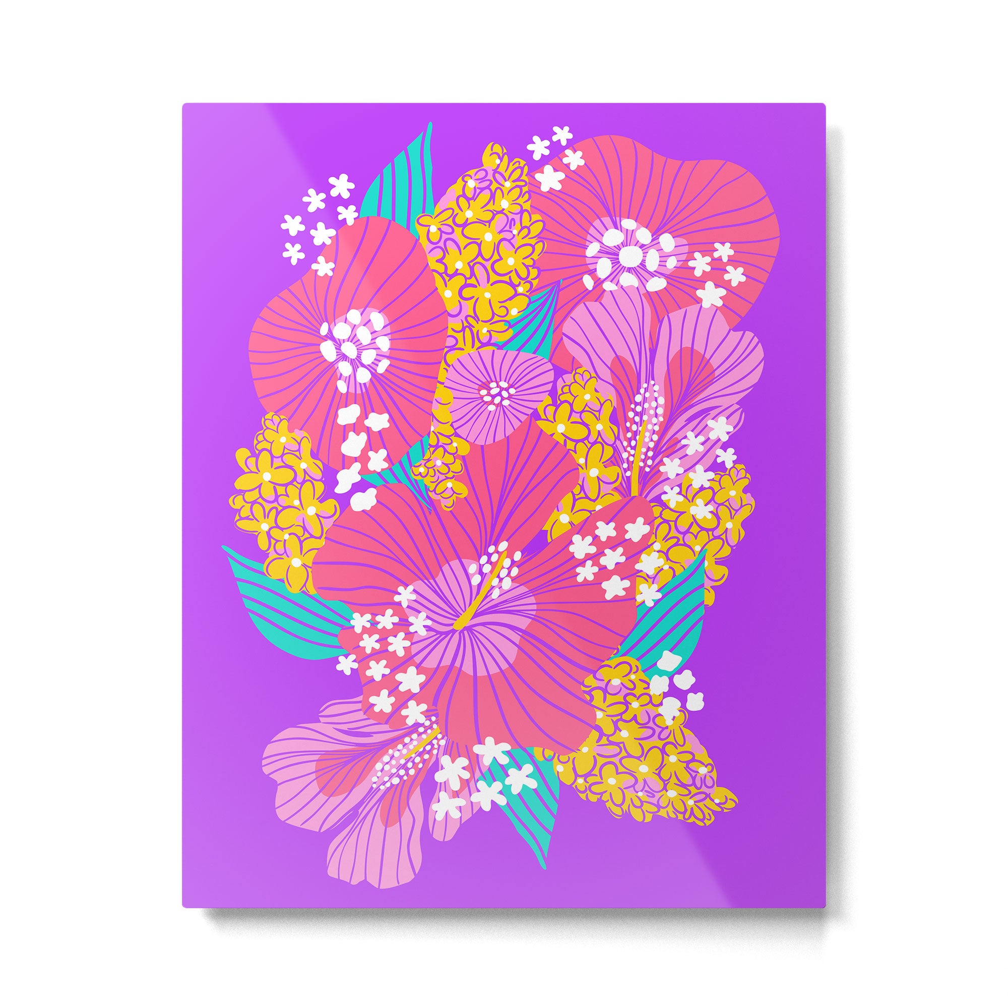 Bold Hibiscus Floral Hot Pink Summer Metal Print Gallery Image 4