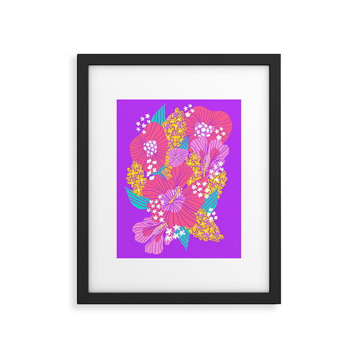 Bold Hibiscus Floral Hot Pink Summer Framed Art Print Gallery Image 1