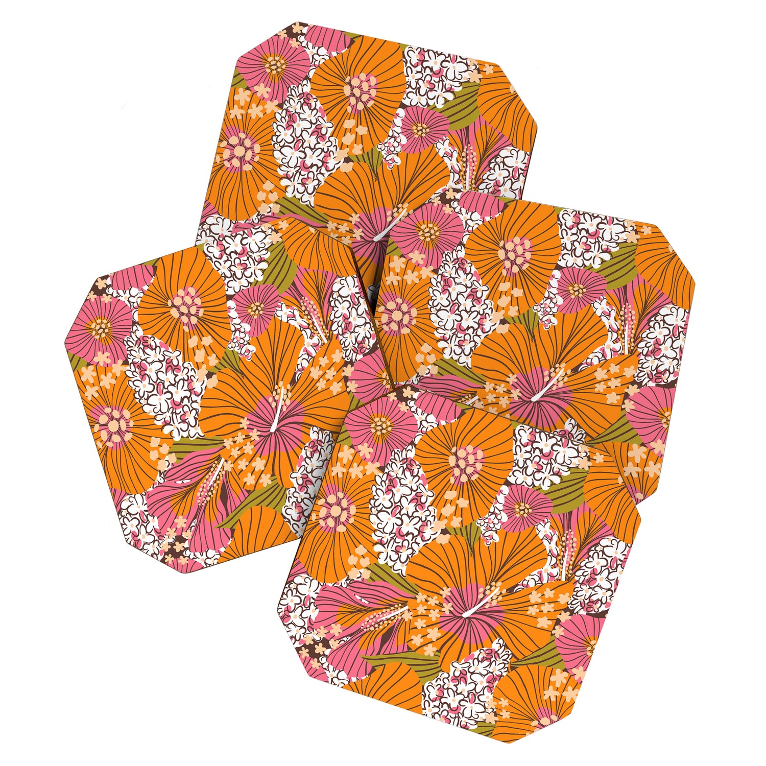 Bold Hibiscus in Retro Eclectic Coaster Gallery Image 1