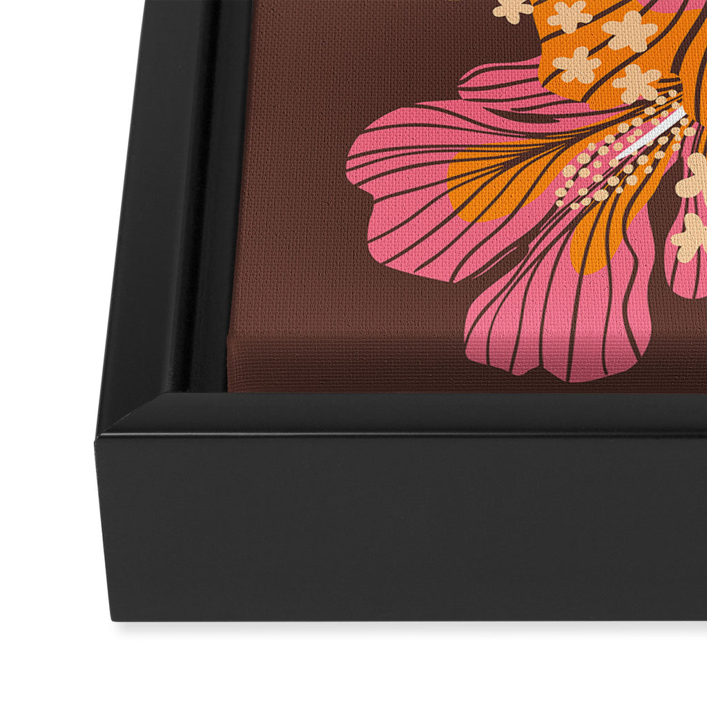 Bold Hibiscus in Retro Eclectic Framed Canvas Print Gallery Image 3