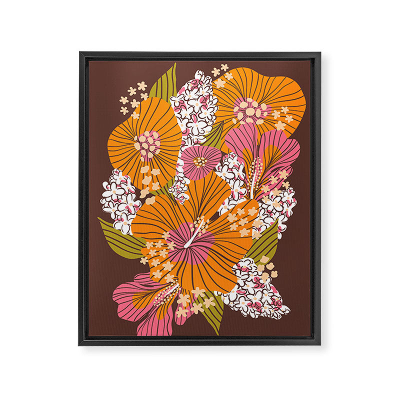 Bold Hibiscus in Retro Eclectic Framed Canvas Print Gallery Image 6