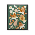 Butterfly Unicorns Frolicking in the Garden - Dark Framed Canvas Print Gallery Image 6