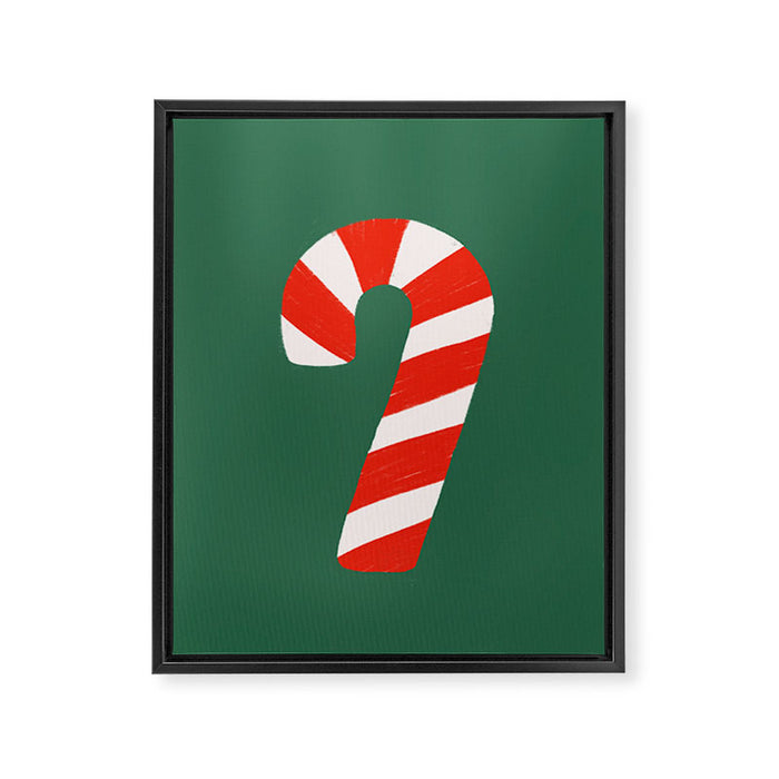 Candy Canes - Green Framed Canvas Print Gallery Image 1