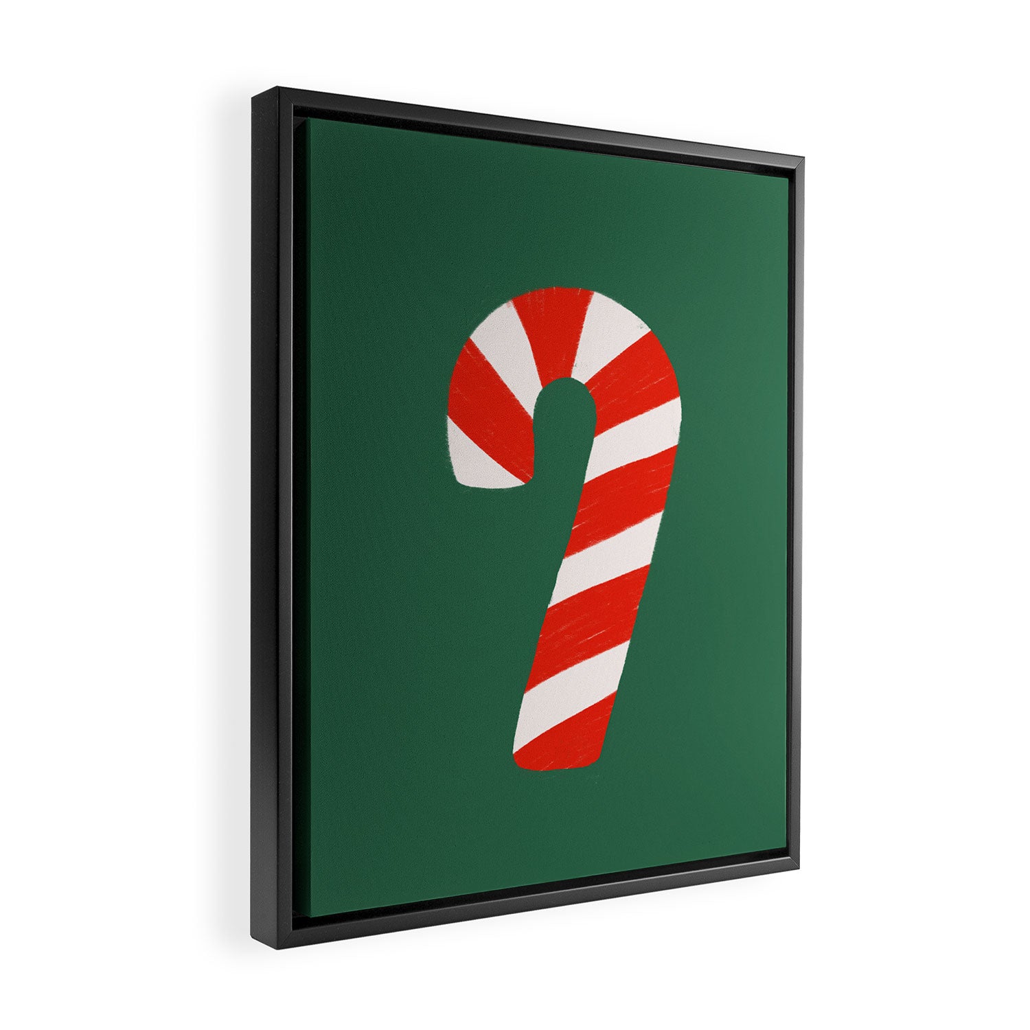 Candy Canes - Green Framed Canvas Print Gallery Image 2