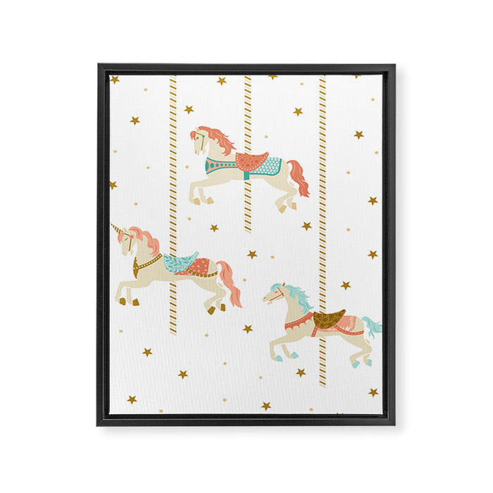 Carousel Horses Framed Canvas Print Gallery Image 1
