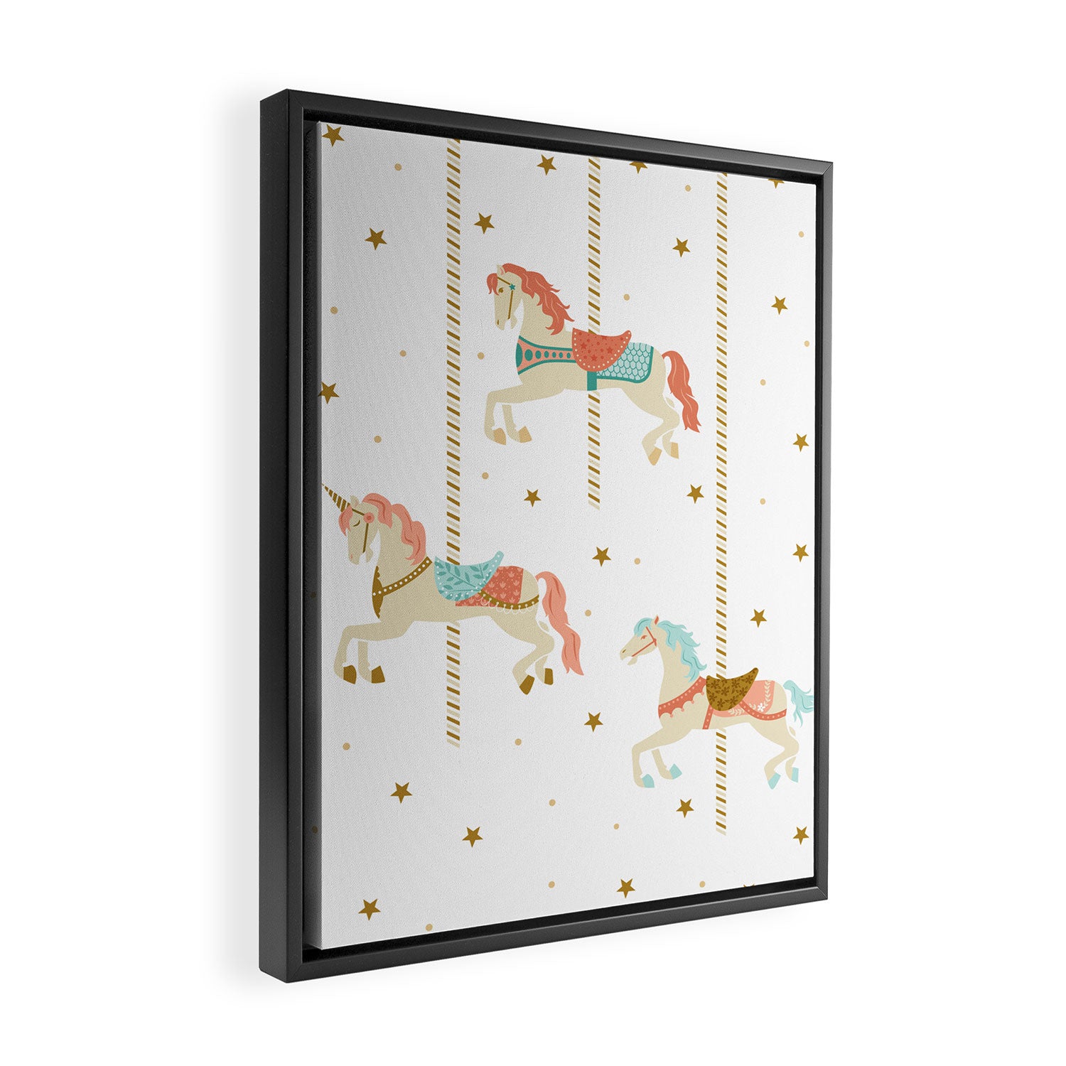Carousel Horses Framed Canvas Print Gallery Image 2