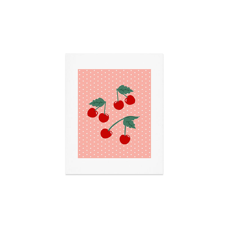 Cherry Kitsch on Pink Art Print Gallery Image 1