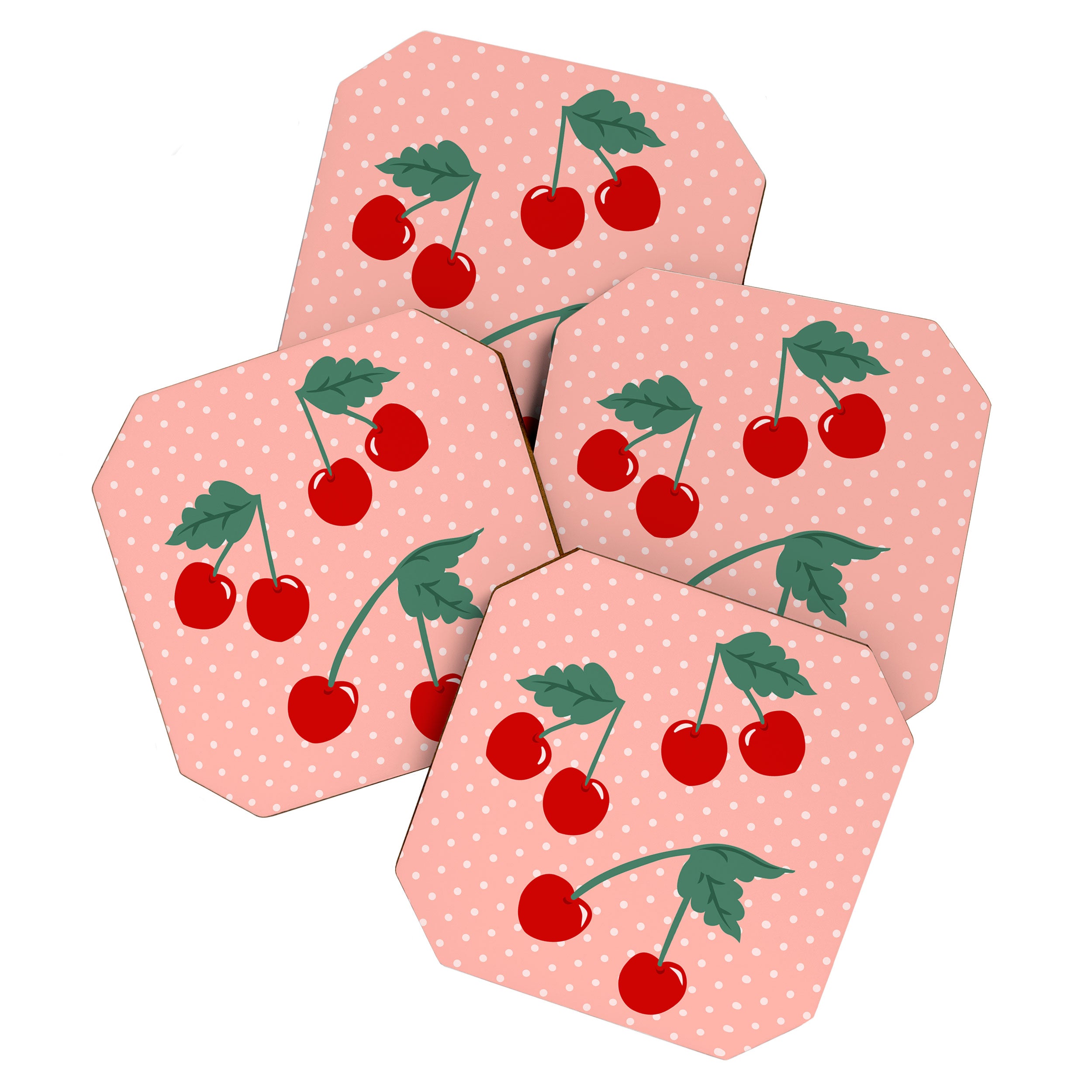 Cherry Kitsch on Pink Coaster Gallery Image 1