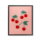 Cherry Kitsch on Pink Framed Canvas Print Gallery Image 8