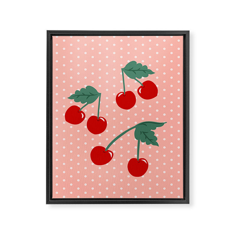 Cherry Kitsch on Pink Framed Canvas Print Gallery Image 8