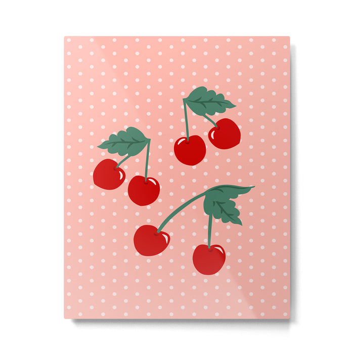 Cherry Kitsch on Pink Metal Print Gallery Image 1