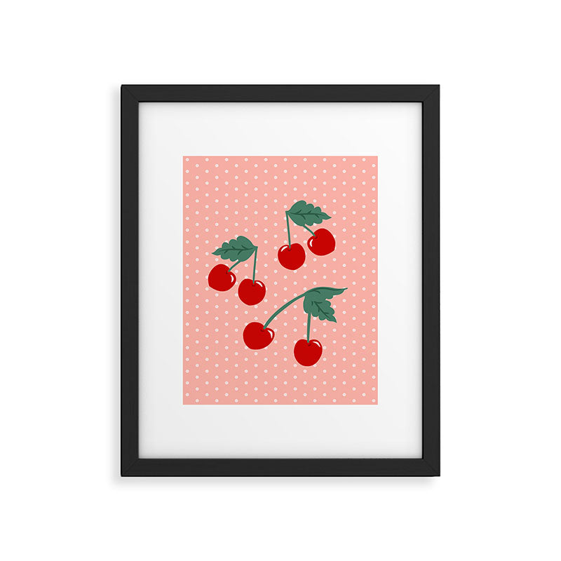 Cherry Kitsch on Pink Framed Art Print Gallery Image 6