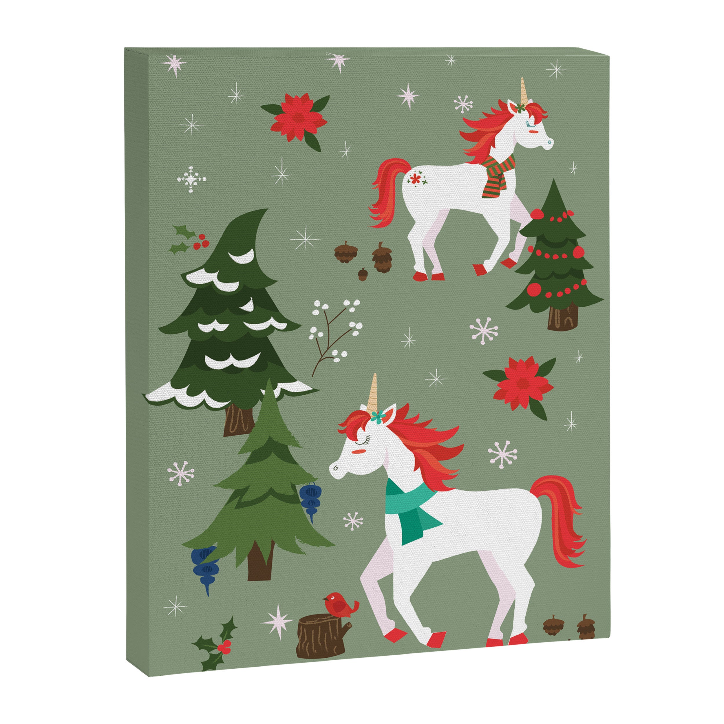 Christmas Winter Unicorn Pattern Canvas Print Gallery Image 6