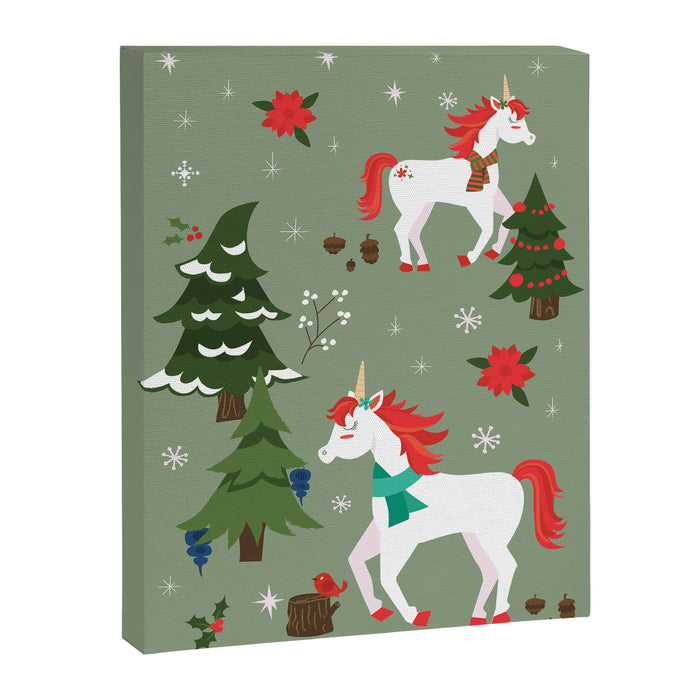 Christmas Winter Unicorn Pattern Canvas Print Gallery Image 1