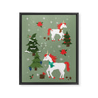 Christmas Winter Unicorn Pattern Framed Canvas Print Gallery Image 6