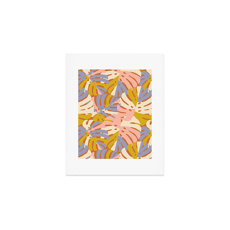 Color Block Monstera Pink + Lavender Art Print Gallery Image 1