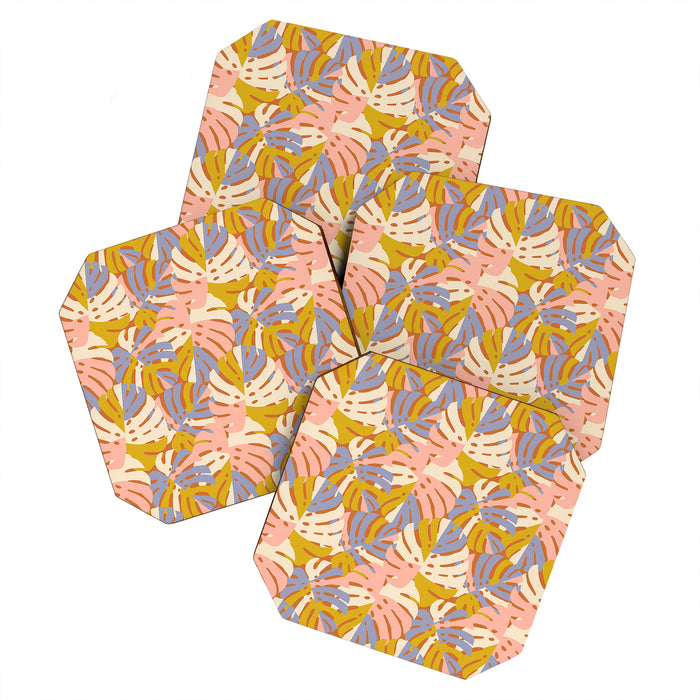 Color Block Monstera Pink + Lavender Coaster Gallery Image 1