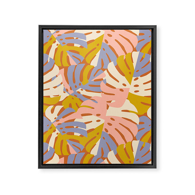Color Block Monstera Pink + Lavender Framed Canvas Print Gallery Image 6