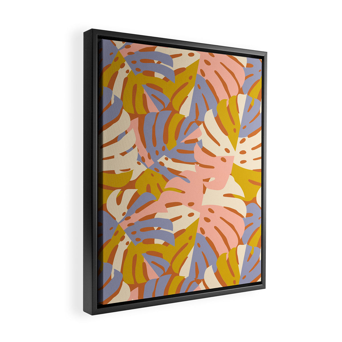Color Block Monstera Pink + Lavender Framed Canvas Print Gallery Image 2