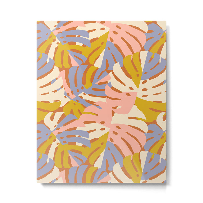 Color Block Monstera Pink + Lavender Metal Print Gallery Image 1
